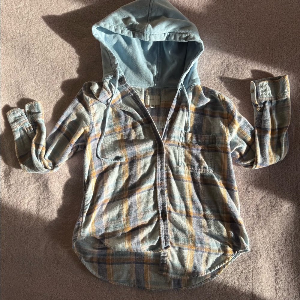 American Eagle Cozy Cabin oversized hoodie flannel